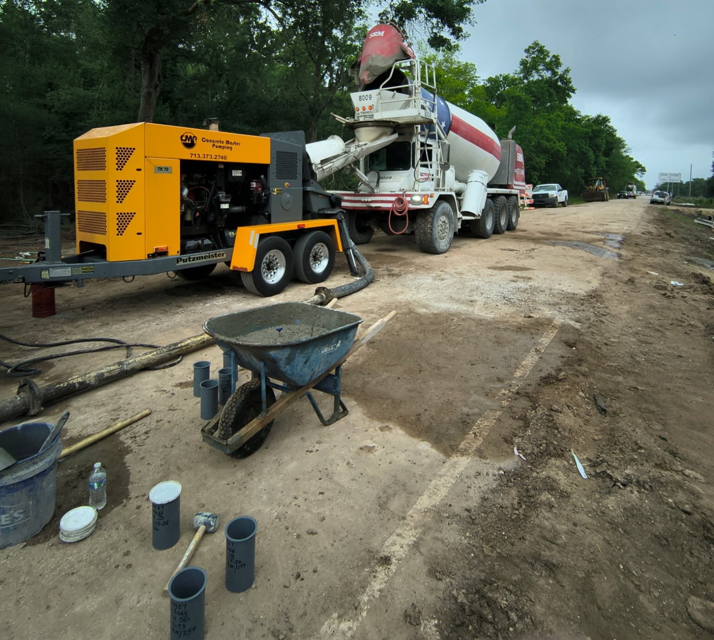 Concrete test cylinders cast on site during Wild Peach Village drainage construction